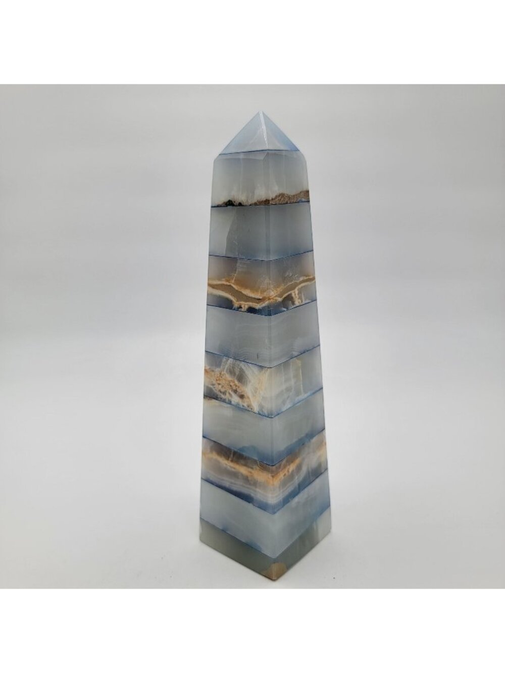 Vintage Neoclassical Banded Onyx Obelisk Tower